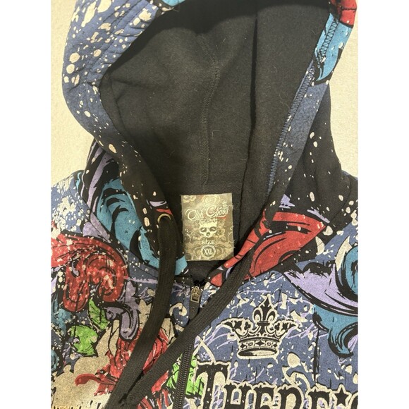 Club Chaos Mens Hoodie Full Zip 2XL Jesus Mary AOP Jesse Pinkman Grunge Y2K Blac - Picture 3 of 15